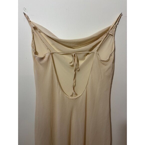 Vintage Victoria Secret Beige Lingerie Slip Dress w Low Back Tie Detail & Cowl N - Picture 5 of 10